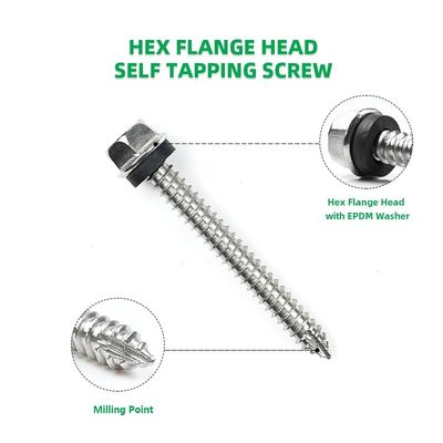 Edelstahl ST6.3*55mm Flansche Hex-Selbstschraubschrauber Parafuso Auto Atarraxante
