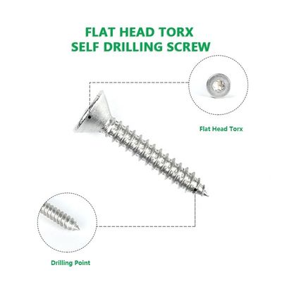 Metrischer Edelstahl ST4.8*30mm Flat Torx Head Selbstschraubschrauben Sus316 Scharfpunkt-Selbstbohrschraubschraub