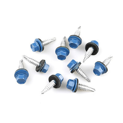 6.3x22 Hexkopf-Selbstbohrschraube Edelstahl Bi-Metall-Dach-Stichschrauben in Blau