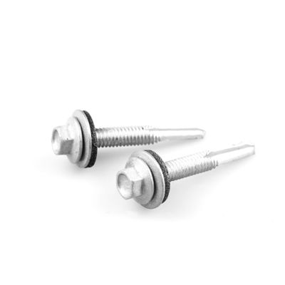Wafer Head Hex Tek 5.5x38 Bi-Metall DIN7504 Bimetallische Selbstbohrschraube mit EPDM-Wäscher