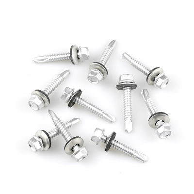 316 Edelstahl Unitek Hexkopf Dach Bimetallschrauben mit Waschmaschine Plain Finish