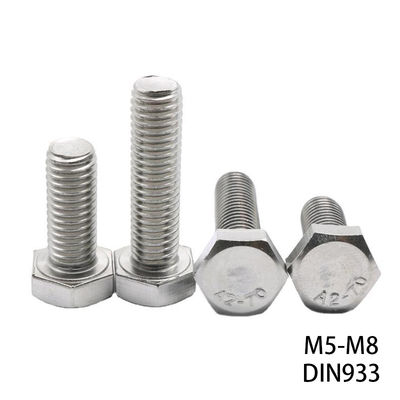 DIN-Standard 304 Edelstahl Hex-Schraube Vollschraube Schraube M4 M5 M6 M8 einfache Veredelung
