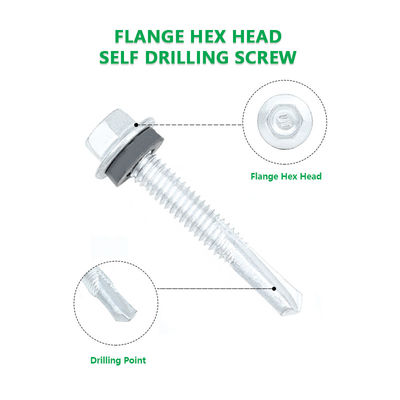 Gelb Hex Flanschkopf-Dachschraube M5.5 X 38 Selbstschrauben Metallschrauben Tek 5 Selbstbohrschrauben für das Dach