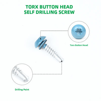 SS410 Edelstahlfarbene Korroschicht-Dachschraube 1' Pan Head Torx Selbstbohrschraube mit Waschmaschine