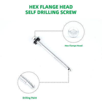 Metrisch gelbe Sechseckenkopf-Doppelstrang-Selbstbohrschrauben mit EPDM-Wäscher