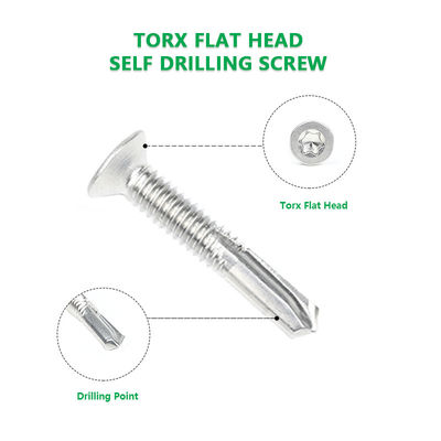 ZINK Finish Hochfeste Edelstahl Tek 5 Torx Flach-Selbstschraubschrauber Csk Kopf-Selbstbohrschrauben