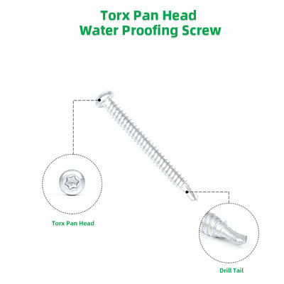 6.3x65 TPO PVC Ply Membran Edelstahl 304 Bi-Metall Torx Knopfkopf Wasserdichte Schraube