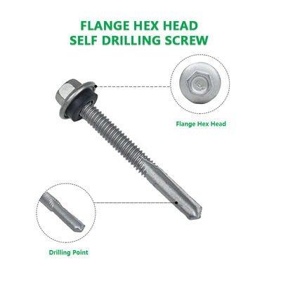 Zinklegierung beschichtet Hex Flanschkopf Selbstbohrschraube Tek 7 für die Installation 5.5x50