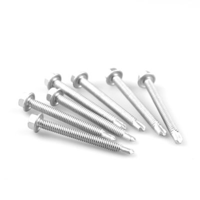 Zinklegierung beschichtet Hex Flansche 6.3x65 Bi-Metall 304 Rahmen Schraube für Wandverkleidung Blatt zu Purlin